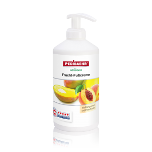 Creme de pés de frutas com manteiga de manga e manteiga de pêssego 500 ml. distribuidor. Frucht Fusscreme