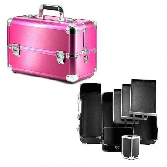 Maleta de aluminio 109 rosa mate-61065-Trend-Maletas de maestro, bolsas de manicura, bolsas de cosméticos.