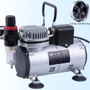 Compressor for an airbrush, with forced cooling, FENGDA