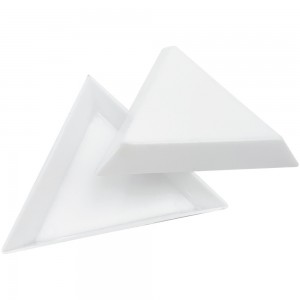Triangular plastic container for rhinestones