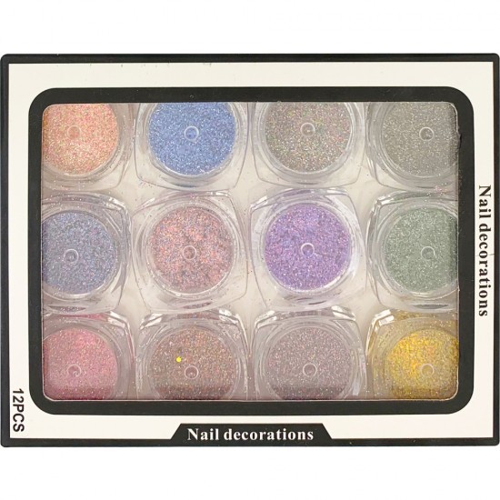 Set OF melange-colored sand in jars Nail decorations 12 jars, KIT090, 19246, Decor,  Health and beauty. All for beauty salons,All for a manicure ,All for nails, buy with worldwide shipping
