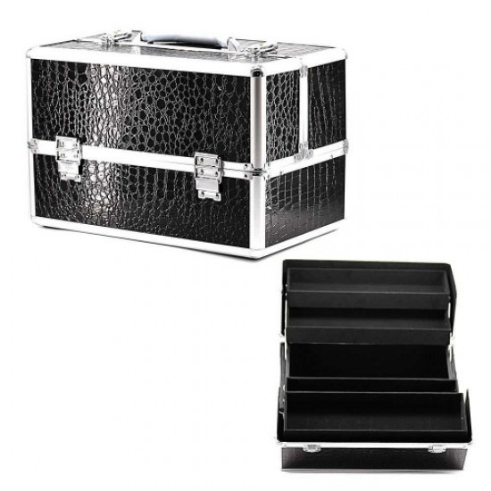 Maleta aluminio 335 negro-61037-Trend-Maletas de maestro, bolsas de manicura, bolsas de cosméticos.