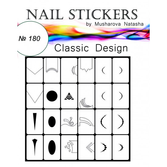 Estêncis para unhas Design clássico-tagore_Классический дизайн №180-TAGORE-Aerógrafo para unhas Nail Art