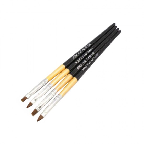 Gel brush set with wooden GOLD handles 4 PCs NK-15, KOD150-H02647 / 4, 19089, Brush,  Health and beauty. All for beauty salons,All for a manicure ,All for nails, buy with worldwide shipping