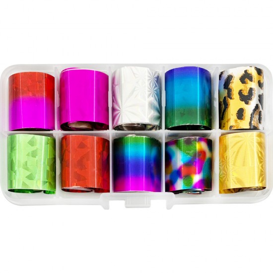 Foil set for nail art 50 cm 10 PCs multi-COLORED SHARDS, MAS078, 17662, Foil,  Health and beauty. All for beauty salons,All for a manicure ,All for nails, buy with worldwide shipping