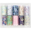 Set of wide foil for nail design 50 cm 10 pcs PINK FLOWERS, MAS087-17647-Ubeauty Decor-Nail decor and design