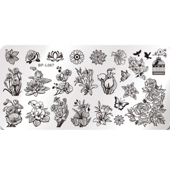 Coleção de flores de placa de carimbo para nail art (BP-L067)-2805-Ubeauty Decor-Estampagem