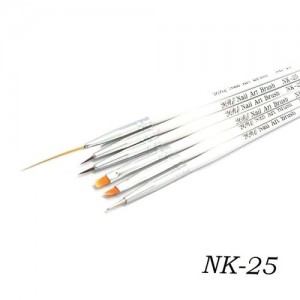  Set van 6 penselen voor het schilderen van NK-25 (wit handvat)