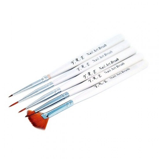 Set of brushes 5pcs for painting (beige short handle)-59053-China-Brush