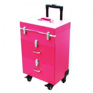 Koffer 08# op wielen (zwart/roze)