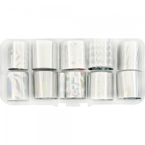  Nail art foil set 50 cm 10 uds PLATA ,MAS078