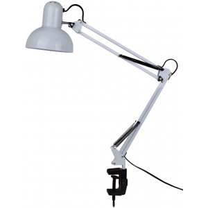 Lampe de table à économie d'énergie (E27) avec pinces à ressort (rouge/blanc) sur une pince