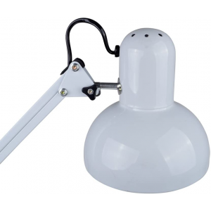 Lámpara de mesa de bajo consumo (E27) con clips de resorte (rojo/blanco) en una abrazadera
