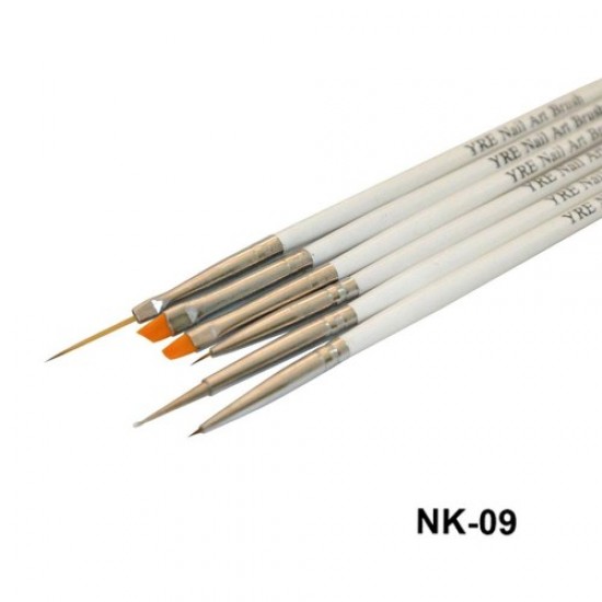 Set of 6 brushes for painting (white handle)-59045-China-Brush