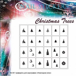  NAGELSTENCILS Kerstbomen