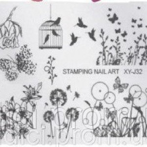 Plate for stamping Butterflies, dandelions, XY-J32