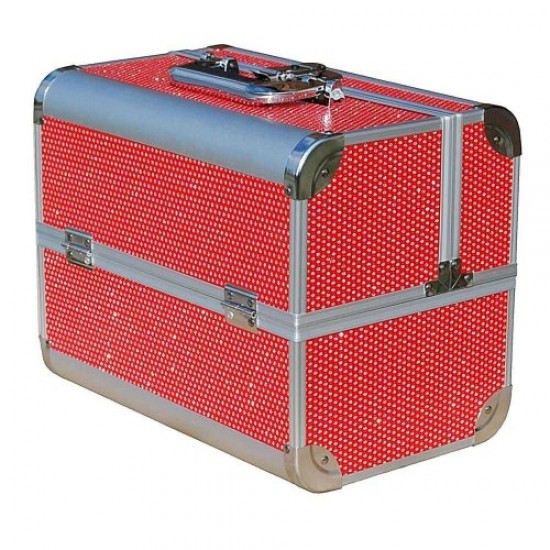 Aluminium koffer 2629 (rood/stenen)-61177-Trend-Koffers en koffers
