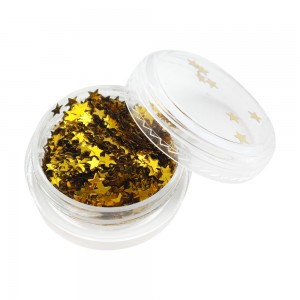  Decor Gold Stars 3 mm. In handy packaging. Factory packaging 1 g.
