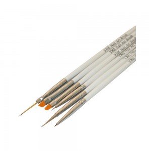  A set of paint brushes and one dots with WHITE handles 6 pcs. NK-25