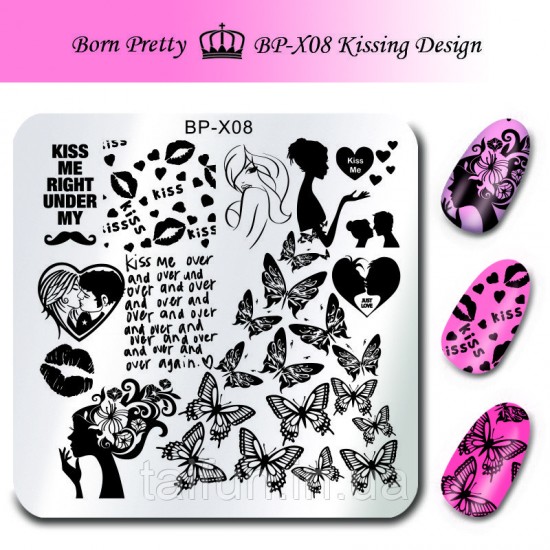 Plate for stamping Born Pretty Butterfly BP-X08, 63775, Stamping Born Pretty,  Health and beauty. All for beauty salons,All for a manicure ,Decor and nail design, buy with worldwide shipping