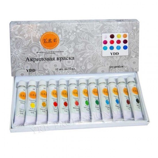 Farba akrylowa 12ml 12 kolorów (komplet)-59952-Поставщик-układ akrylowy