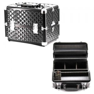 Suitcase aluminum 3522 black rhombus