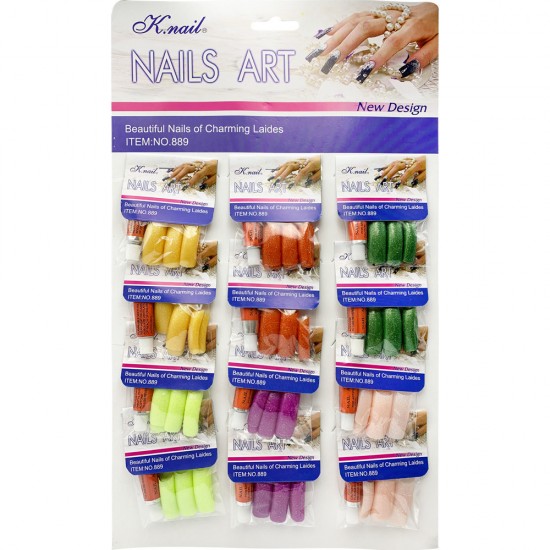 Price for 12 sachets. Sheet with shiny SQUARE false nails Knail #889, LAK120, 18848, False nails,  Health and beauty. All for beauty salons,All for a manicure ,All for nails, buy with worldwide shipping
