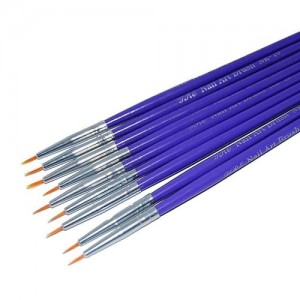  Un ensemble de pinceaux 9pcs pour peindre un stylo lilas
