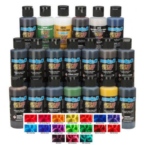 Candy-Farbe Createx Candy2o Komplett-Set 4681-01, 60 ml-tagore_4681-01-TAGORE-Farben zum Airbrushen