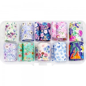  Nail art foil set 50 cm 10 pcs SPRING FLOWERS ,MAS078