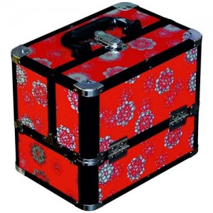 Aluminum suitcase 2820 red with flowers