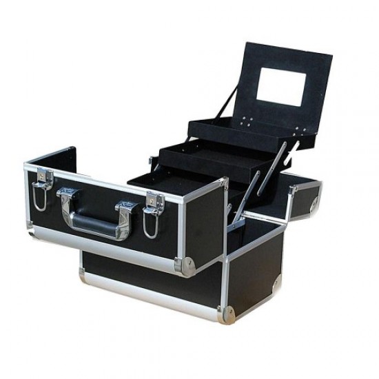 Koffer aluminium 740C zwart mat met spiegel-61145-Trend-Koffers en koffers