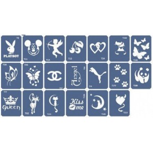 Set of stencils for bio-tattoo Mix-1 20 pcs.