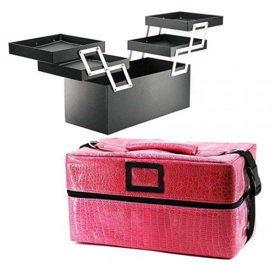 Master kofferstof roze 2700-3-61091-Trend-Masterkoffers, manicuretassen, make-uptassen