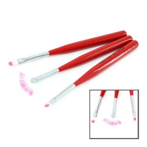  Set de 3 pinceaux pour peinture (manche court rouge)