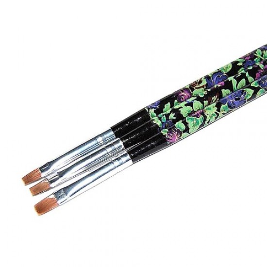 Gel brush black handle with flowers straight pile number 6, 59125, Nails,  Health and beauty. All for beauty salons,All for a manicure ,Nails, buy with worldwide shipping
