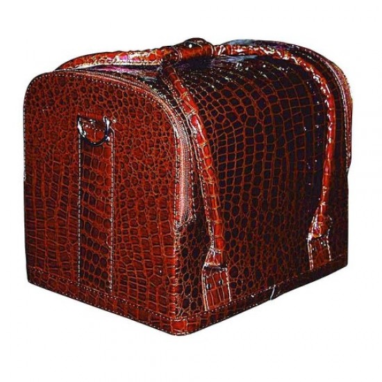 Valise Master similicuir 2700-1 laqué marron-61101-Trend-Valises de maître, trousses de manucure, sacs à cosmétiques