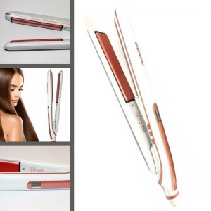 Plancha GM 430 con pantalla LCD, styler, alisado suave, calentamiento rápido, revestimiento cerámico, cabello sano