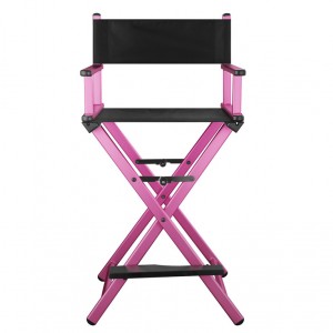 Folding makeup artist and eyebrow chair, with footrest, aluminum, lightweight, stable, director's chair, compact size