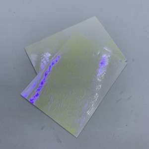  REDUÇÃO! Adesivos holográficos TRANSPARENTES 8*6 cm CHAMA AMARELA (Parte descascada), MAS015