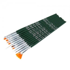  Set de pinceaux 12pcs pour peinture manche vert