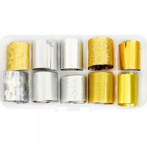  Nail art foil set 50 cm 10 pcs GOLD&SILVER ,MAS078