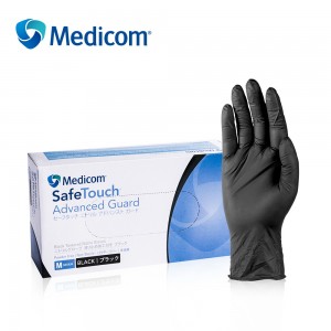 Перчатки нитрил L 100 шт в упаковке черные Medicom SafeTouch Advacned Black без пудры