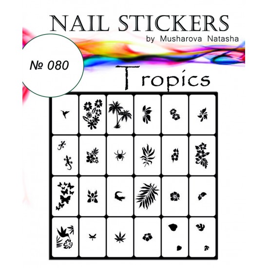 Stencils voor nagels Tropen-tagore_Тропики №080-TAGORE-Airbrush voor nagels Nail Art