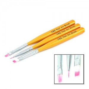  Set of 3 brushes for painting (golden short handle)