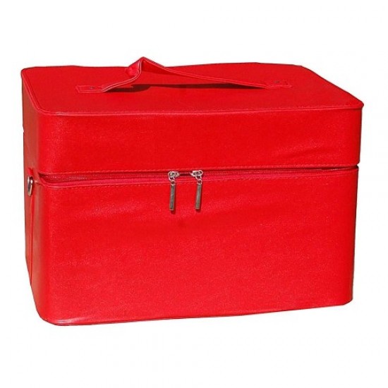 Mala Master em couro sintético 2700-9 vermelho fosco-61083-Trend-Malas de mestre, bolsas de manicure, bolsas de cosméticos