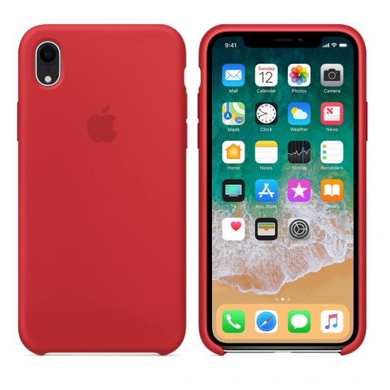 Capa de silicone para iPhone/iphone XR vermelho vermelho-952725034--Gadgets e acessórios