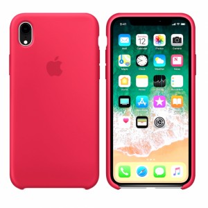 Capa de silicone para iPhone/iphone XR framboesa vermelha framboesa vermelha