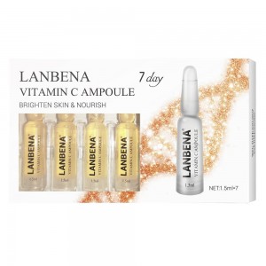 Ampoule-serum with vitamin C, for removing freckles, dark spots, moisturizing, anti-aging, nutritious, 7-day course, Lanbena