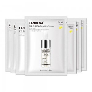 Anti-wrinkle mask six peptides gold 24K Lanbena 1 pcs face Care, tightens and strengthens the skin